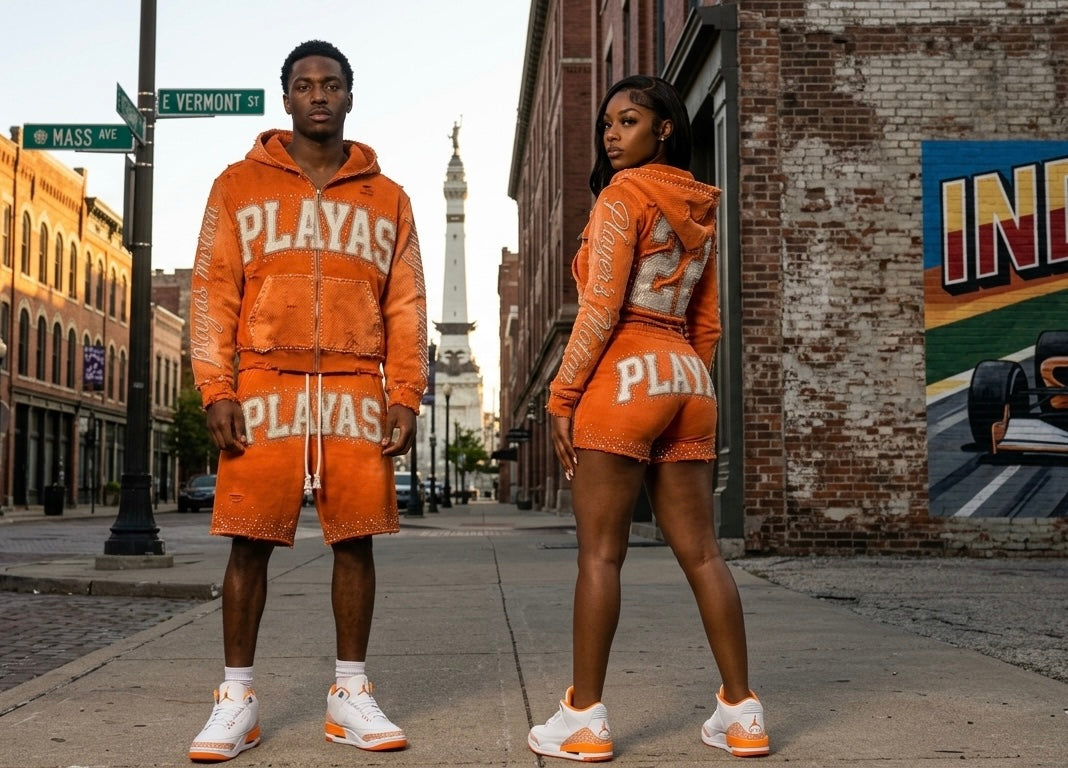 Playas Motion “22 Series” Orange 🍊 Distressed Rhinestone Set