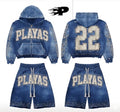 Playas Motion “22 Series” Blue Denim 👖 Distressed Rhinestone Set