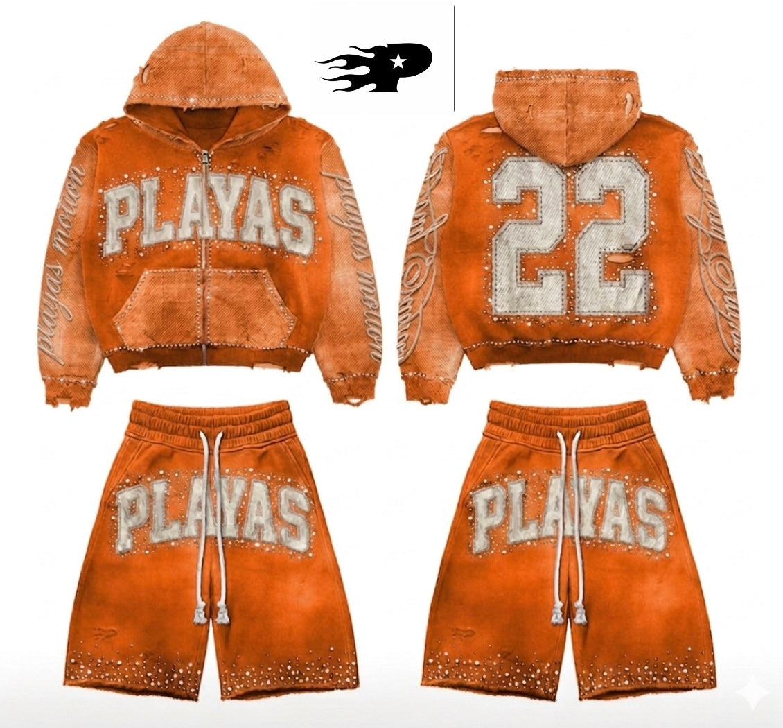 Playas Motion “22 Series” Orange 🍊 Distressed Rhinestone Set